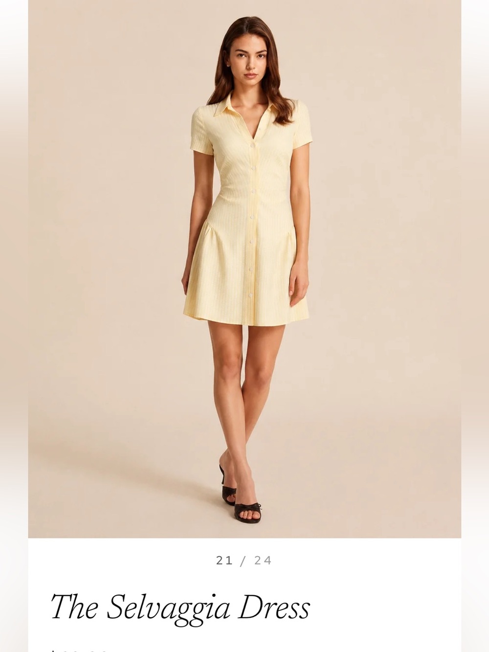 The Selvaggia Seersucker Dress — Women's Yellow Button-Front Dress